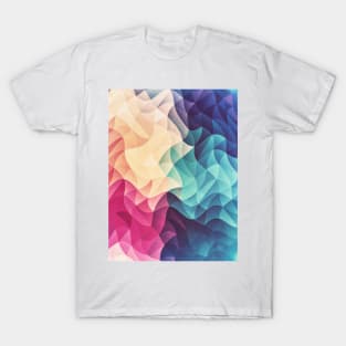 Geometry Triangle Wave Multicolor Mosaic Pattern - (HDR - Low Poly Art) T-Shirt